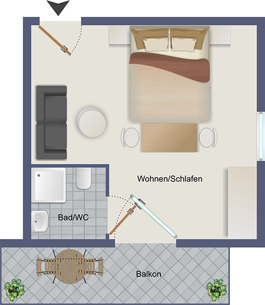 Grundrissplan: Doppelzimmer - Haus Heimat - Weissensee