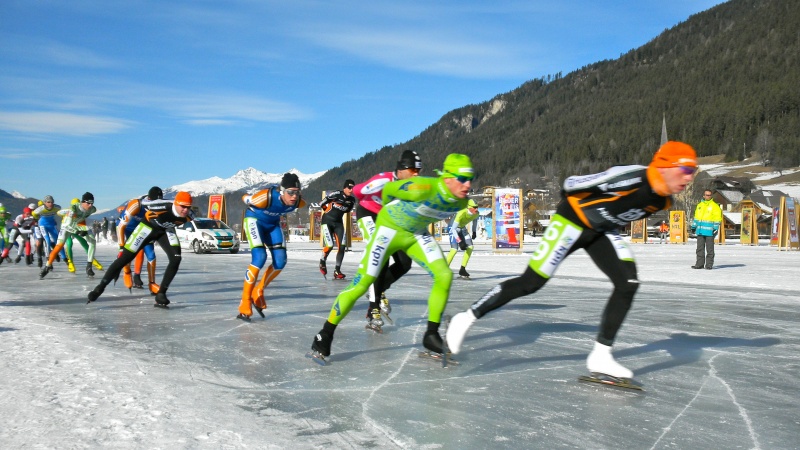 Ice skating at lake Weissensee