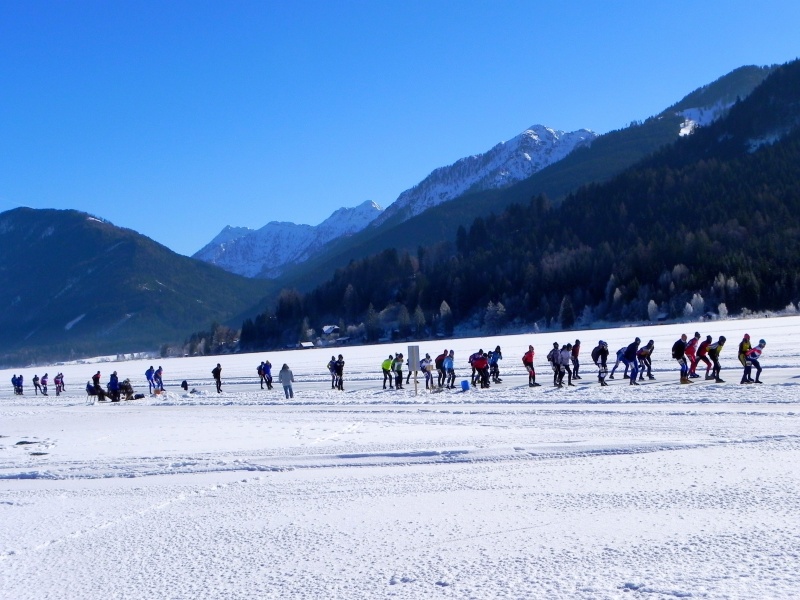 Ice skating at lake Weissensee